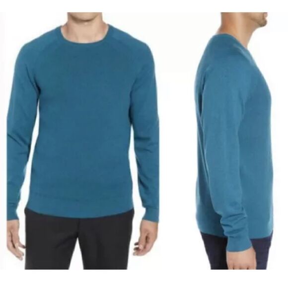 NEW Cutter & Buck Mens Lakemon Mixed Stitch Crewneck Sweater Size 5XB/5TG Blue - Picture 1 of 5